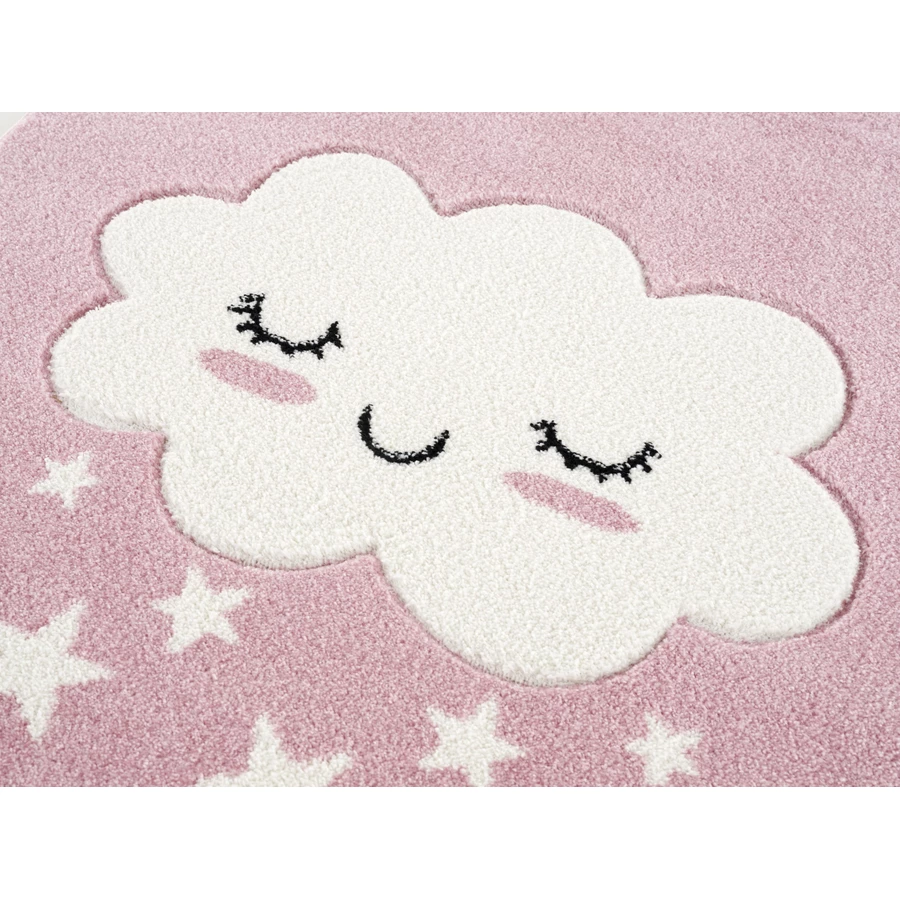 LIVONE Kinderteppich Kids love Rugs WOLKE Rund rosaweiss