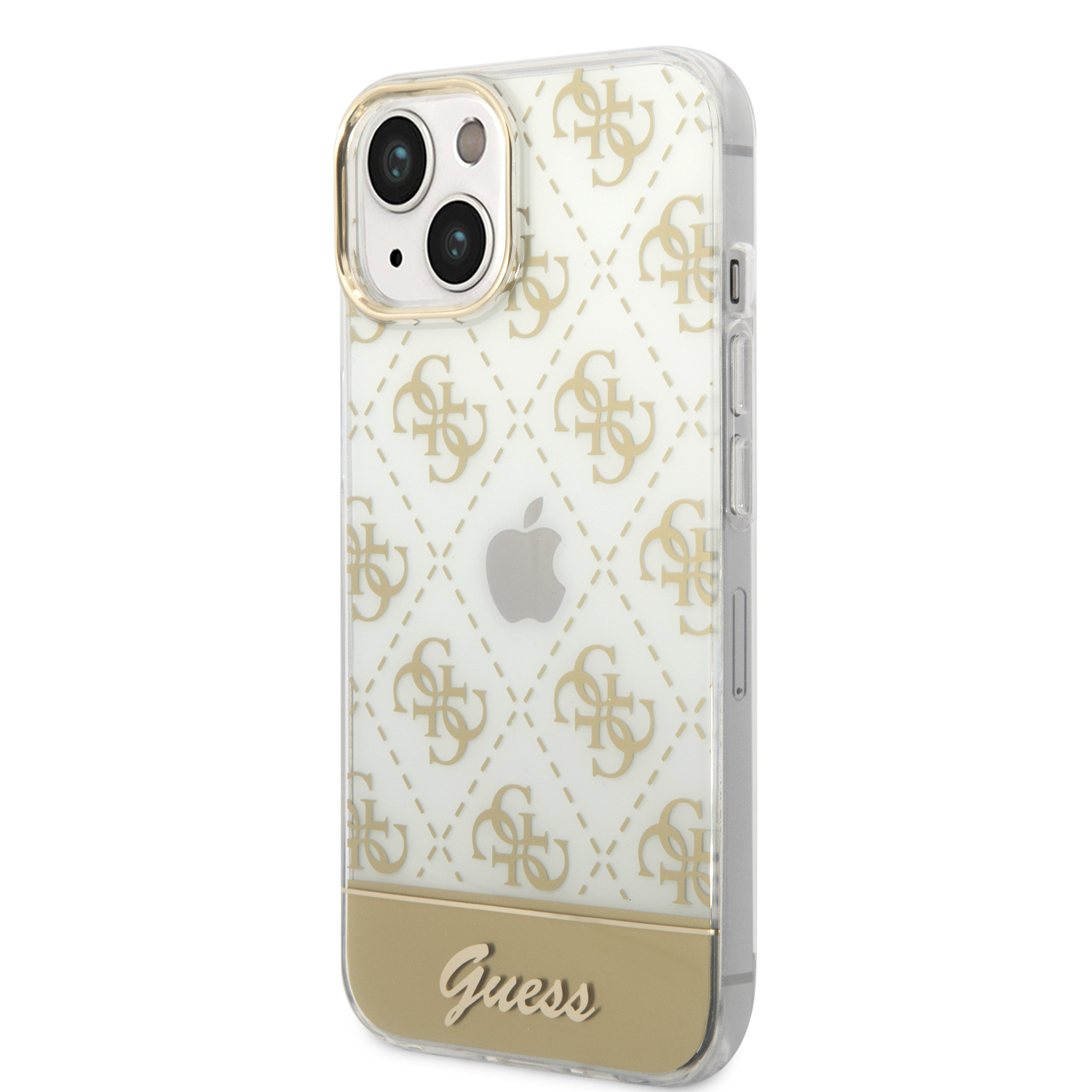 iPhone 14 Hardcase Hülle 4G Pattern Script (GUHCP14SHG4MHG) - Gold / Transparent