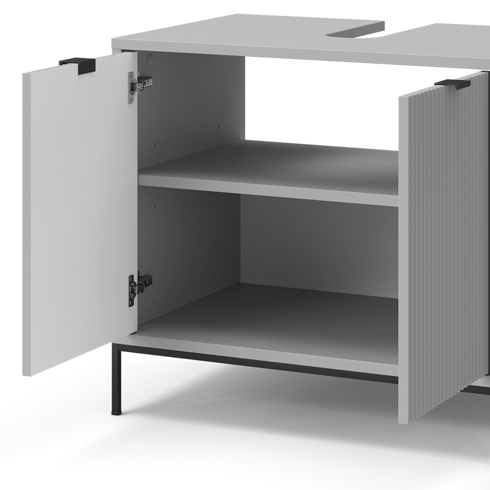 Vicco Waschtischunterschrank Eliza 70 x 63 cm, Grau, Badschrank, 2 Türen