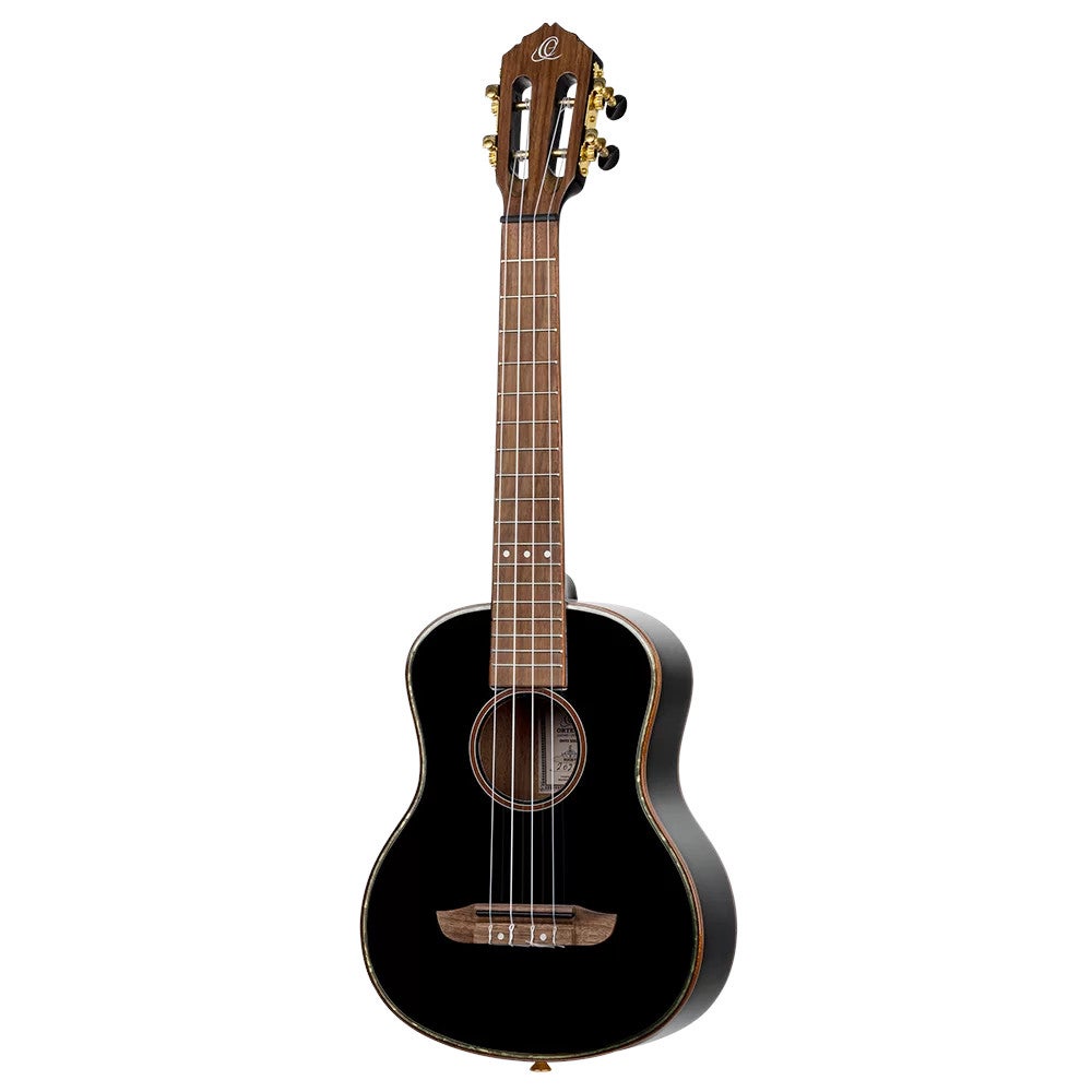 Ortega RUOX-TE Onyx Series Tenor Size Ukulele Black tenor ukelele met gigbag