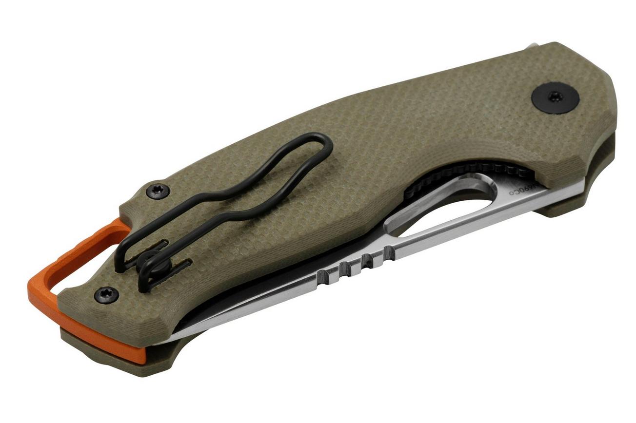 MKM Vincent VCN-GGS Satin N690CO, OD Green G10, Orange Aluminum zakmes, Jesper Voxnaes design
