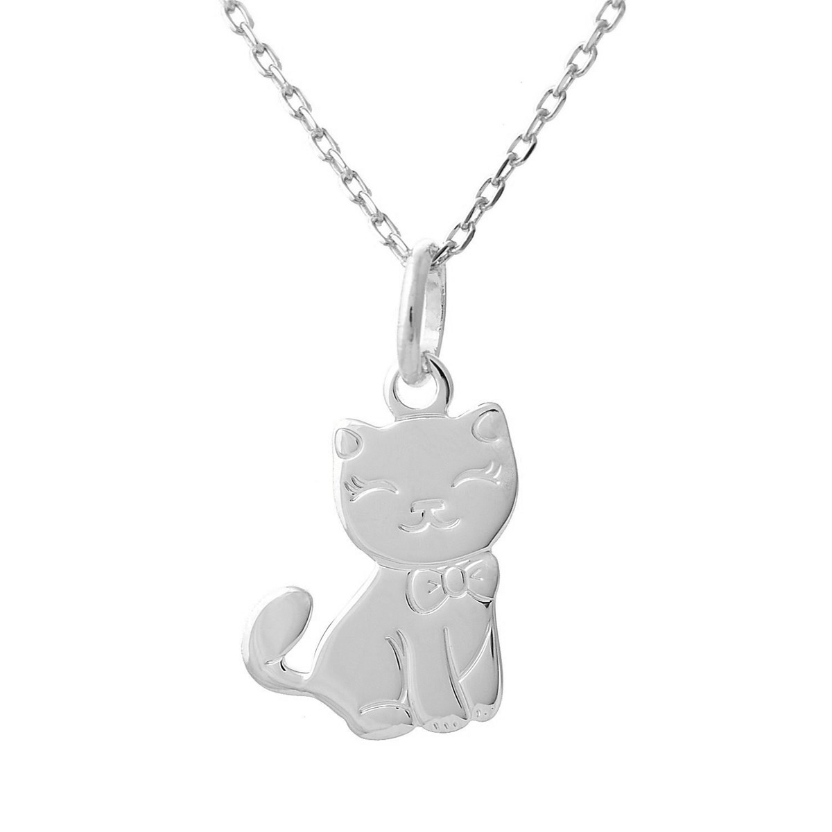 Collier chat noeud papillon pour enfant Argent 925 Rhodié