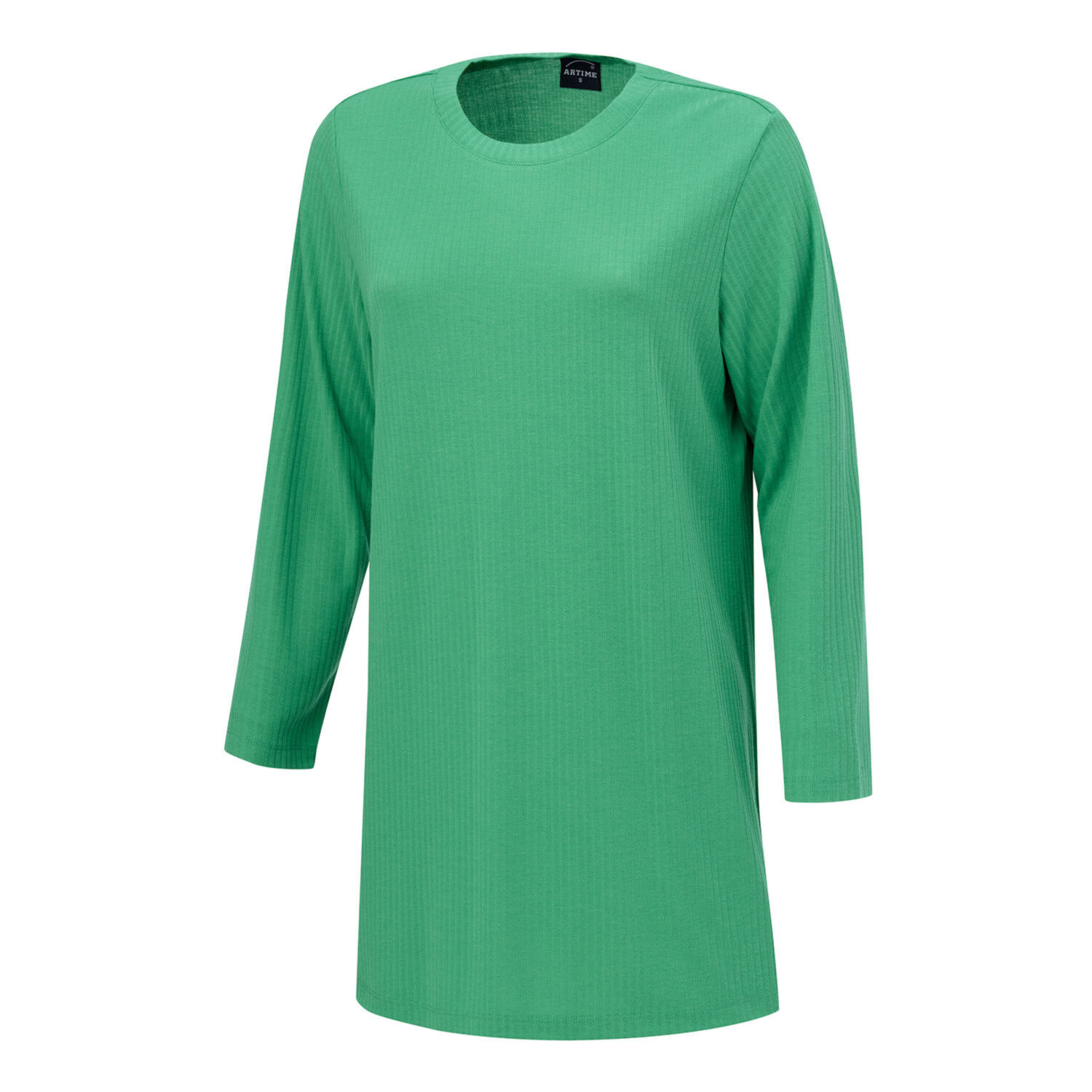 Longshirt mit Rundhalsausschnitt und Rippmuster