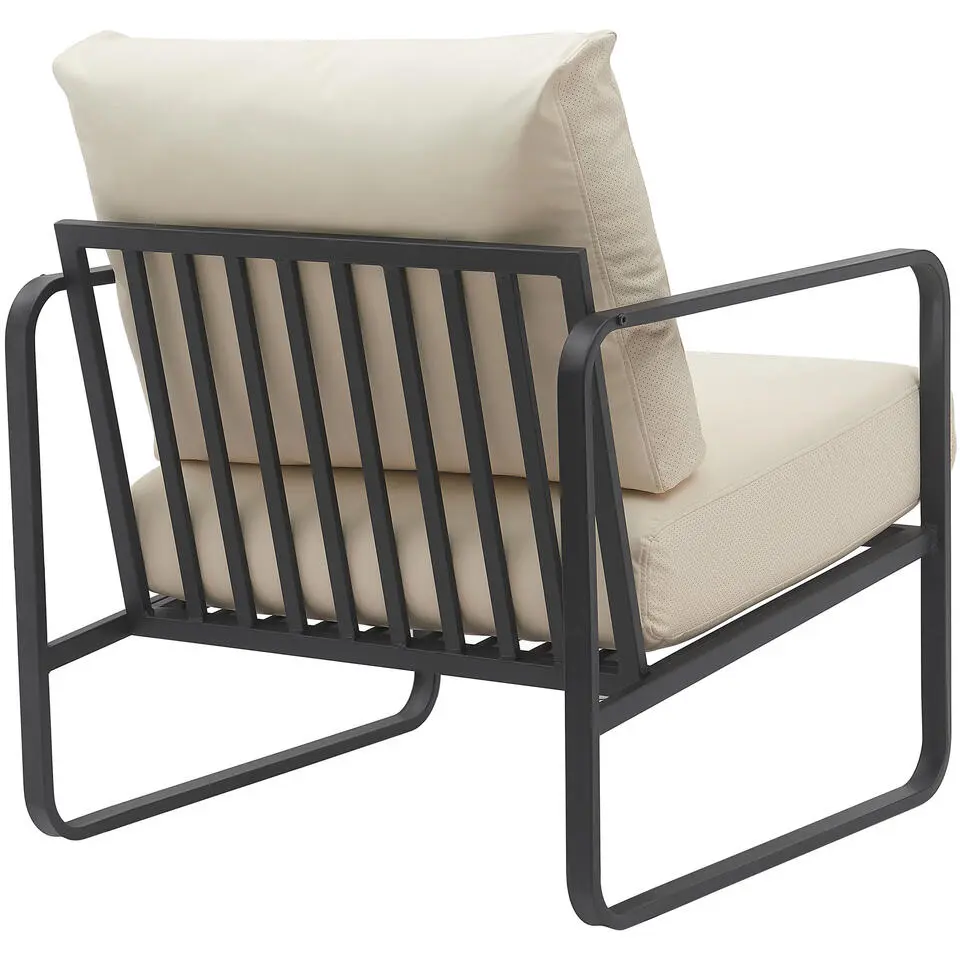 CLP Lounger Manea zwart Frame - Kunstleer - creme