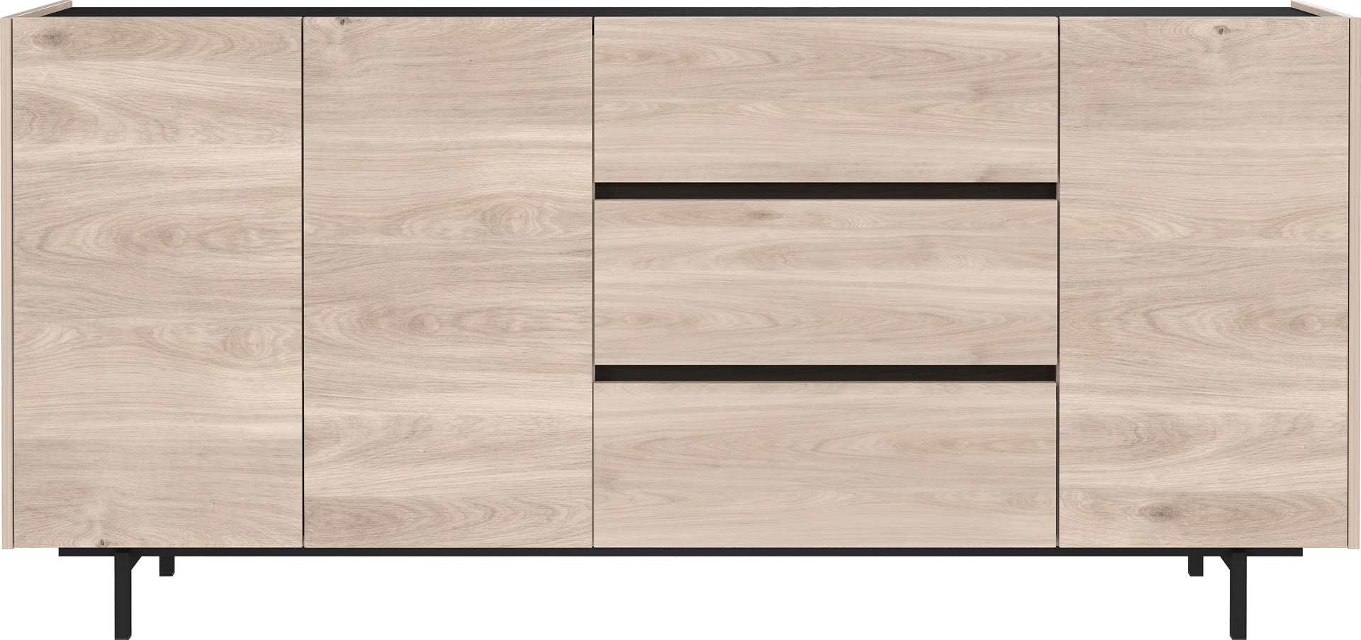 Sideboard EMMA 190 x 88 cm Castello-Eiche-Dekor beige/schwarz