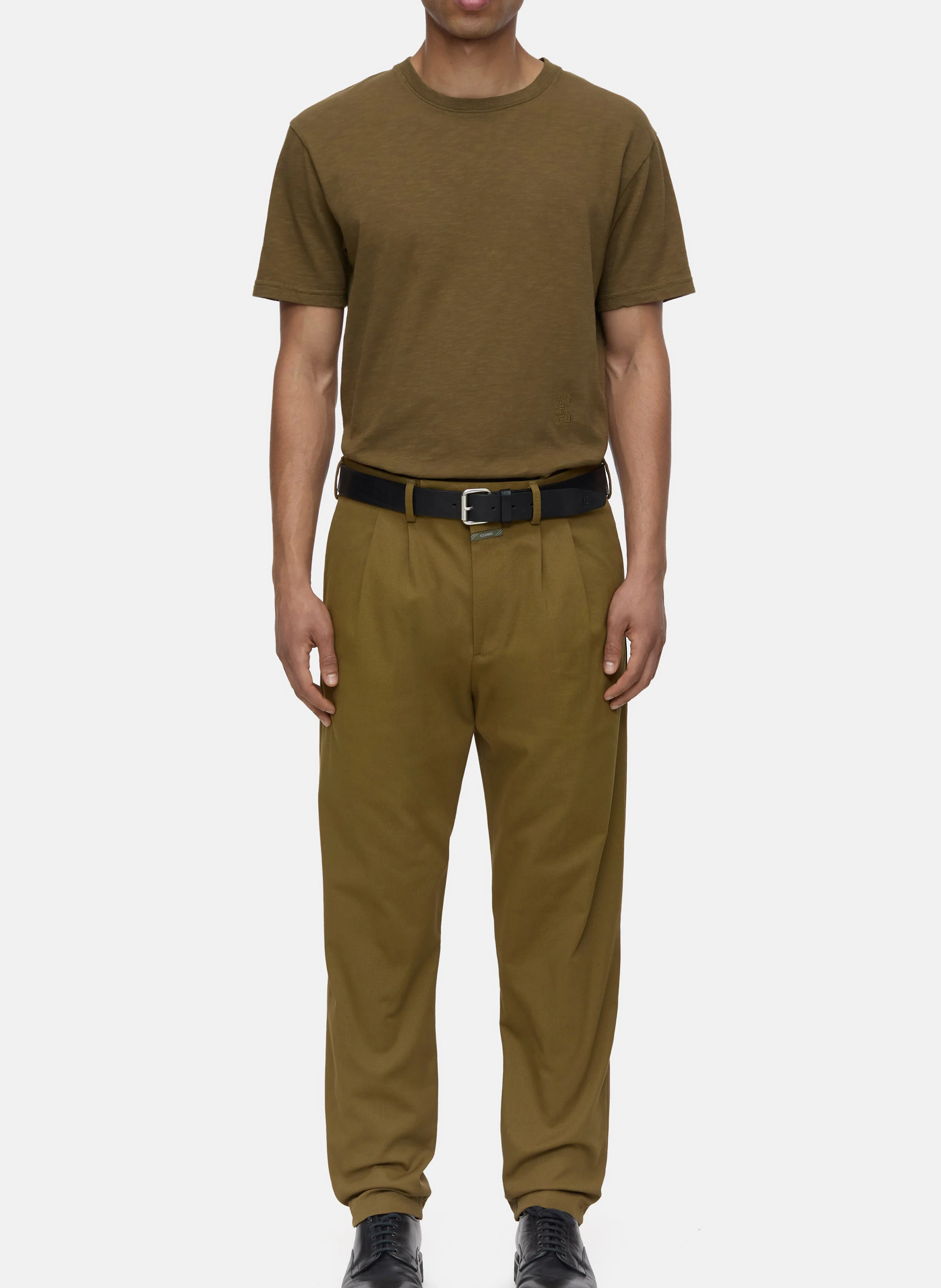 Tee-shirt droit col rond en coton bio | Doré