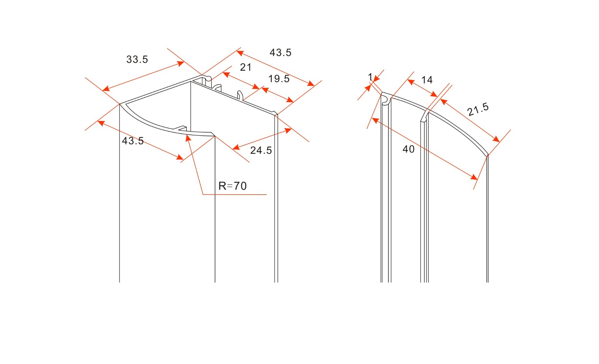 Mueller muurprofiel 200cm chroom