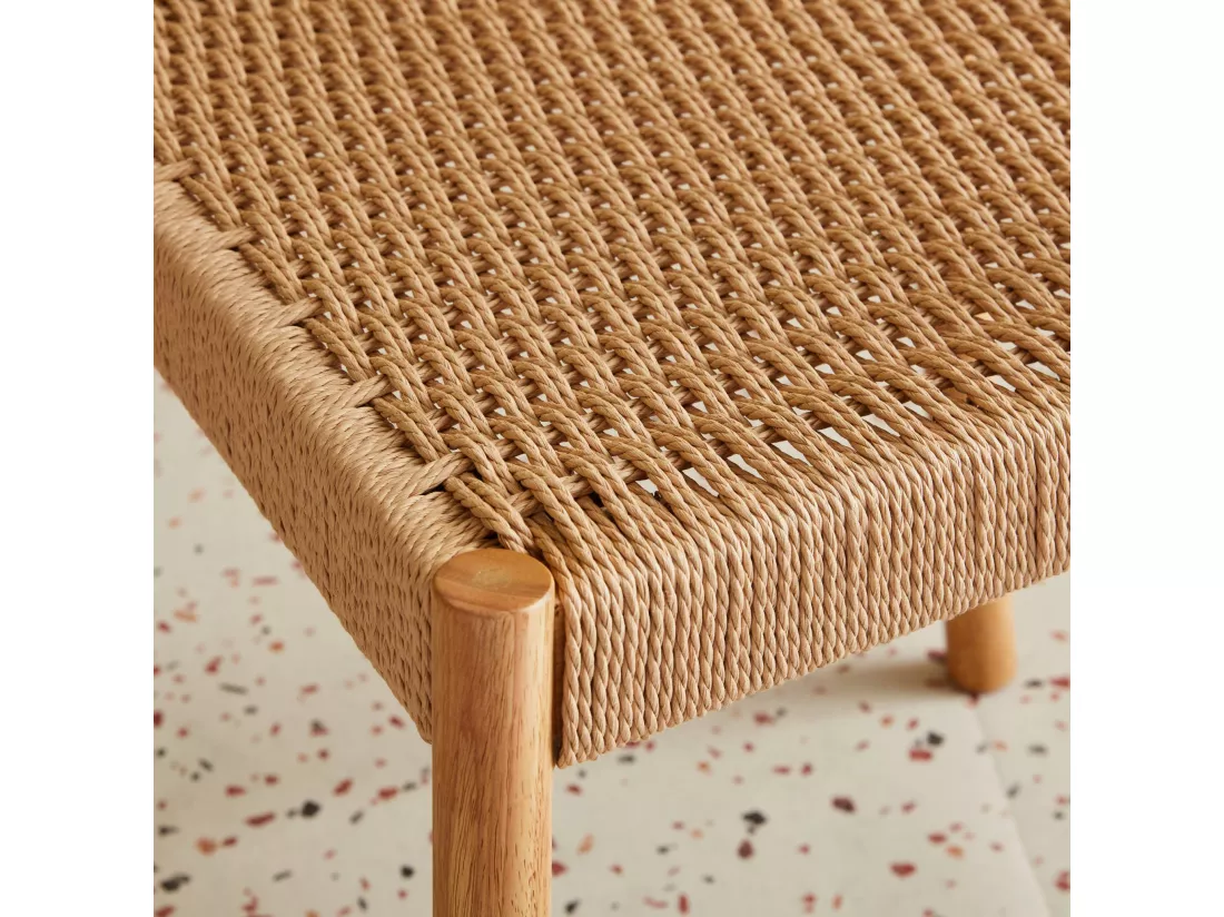 Lot de 2 chaises naturelles en bois et cordage. Ella. L 49.5 x P 53 x H 82cm