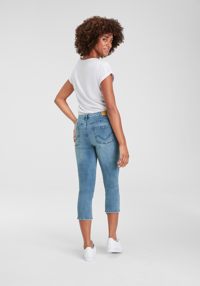 H.I.S Caprijeans , schmale Beinform,  krempelbare Beinabschlüsse,  hohe Leibhöhe