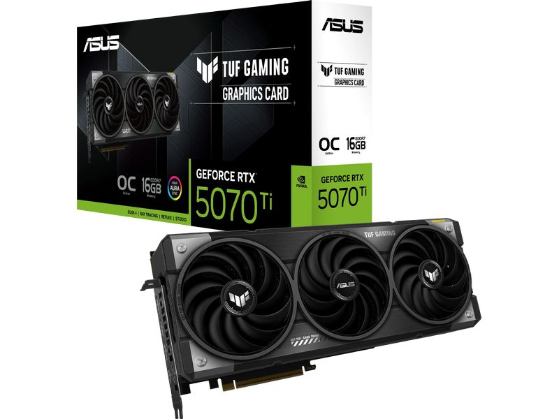 ASUS Grafikkarte TUF Gaming GeForce RTX 5070 Ti 16 GB OC Ed Gamer-Grafikkarte mit 16 GB GDDR7-Speicher, ermöglicht Auflösungen bis zu 8k