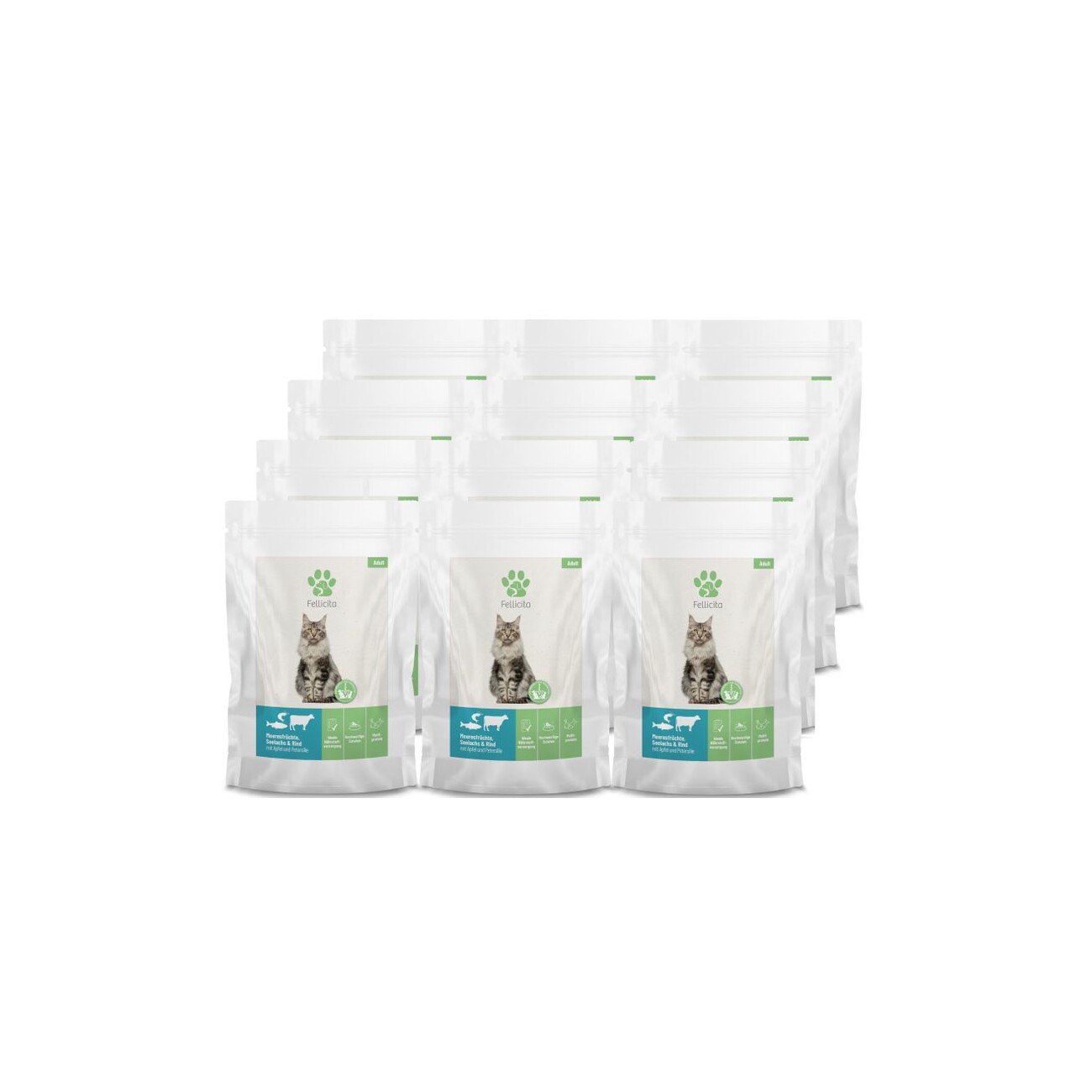 Fellicita Meeresfrüchte, Seelachs & Rind 12x 95g Frischebeutel