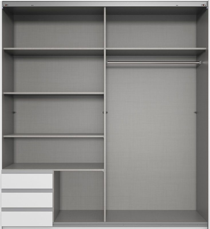 Elsen - Schuifdeurkast - Wit - Spaanplaat - 3 Lades