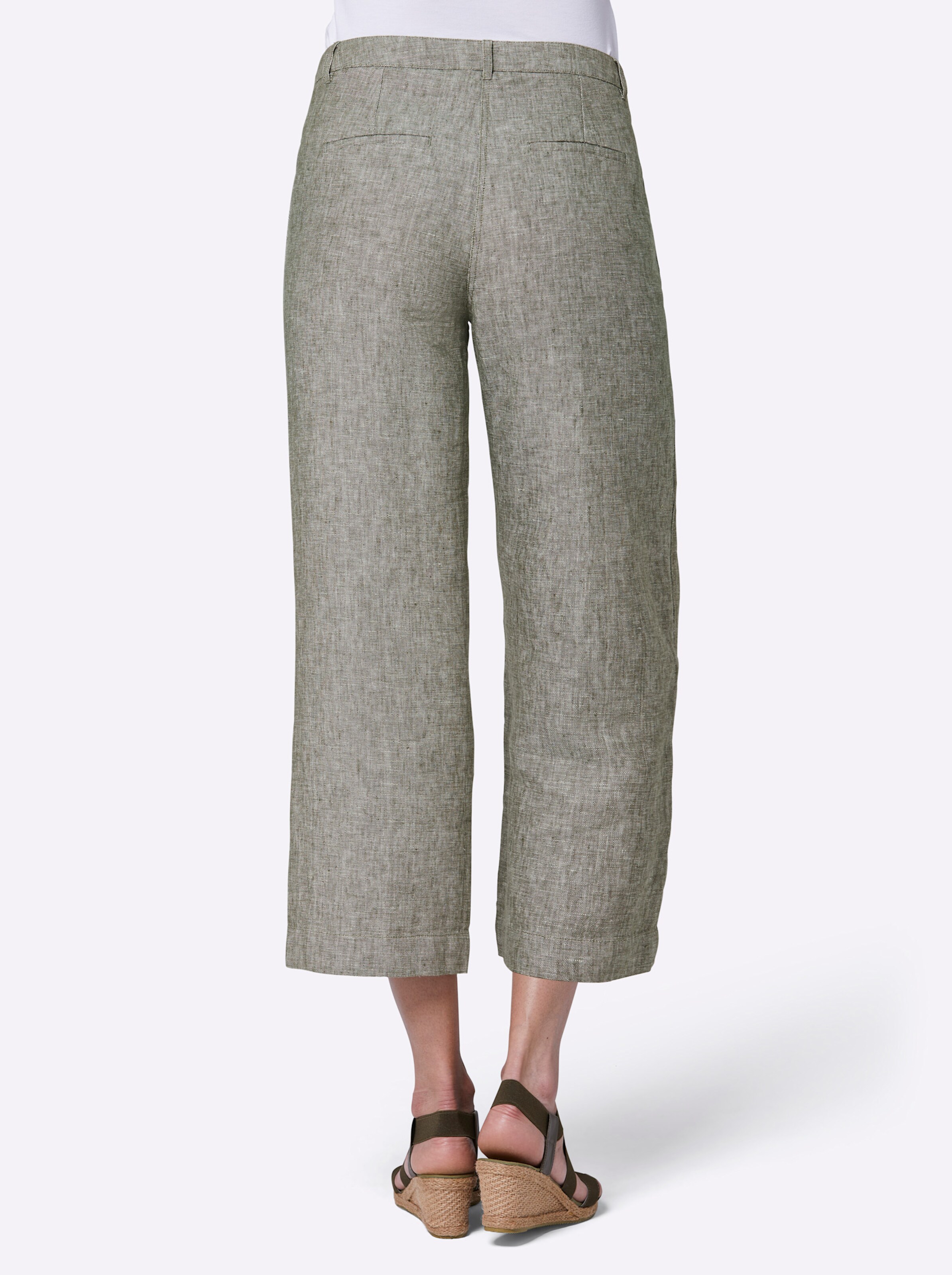 CREATION L PREMIUM Leinen-Hose in khaki-weiß-meliert