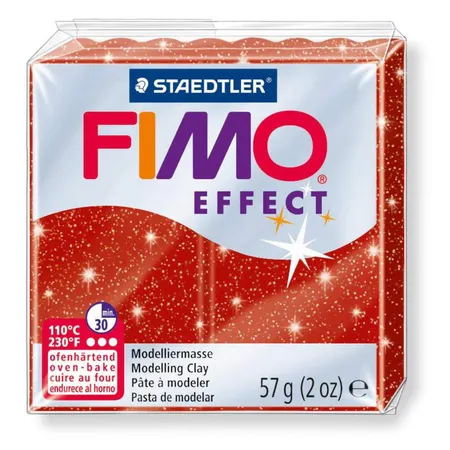 STAEDTLER® FIMO® effect Normalblock, 57 g, rot glitter