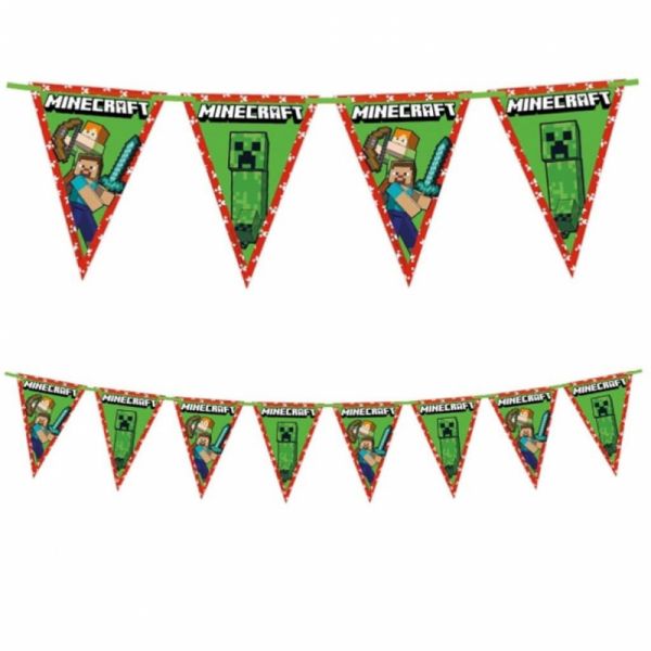 Decorata Party Bandeirolas / Paper banner (Comprimento - 2,30m) Minecraft