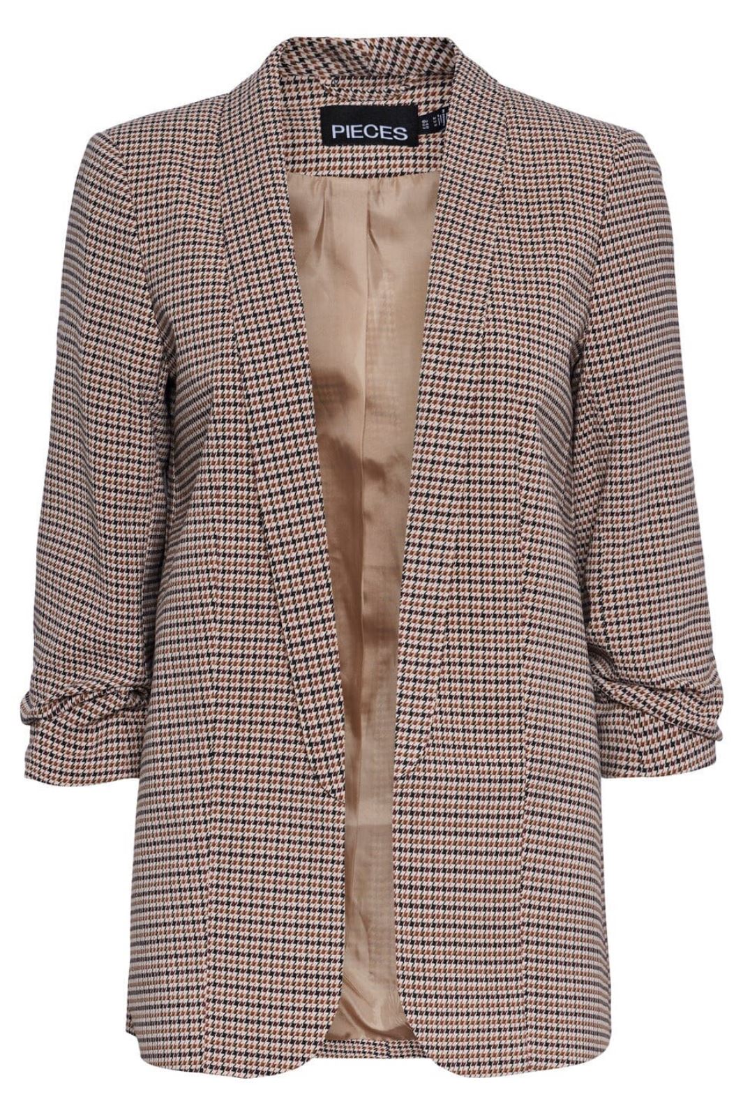 Pieces Pcbosella 3/4 Printed Blazer 4385132 silver mink houndstooth