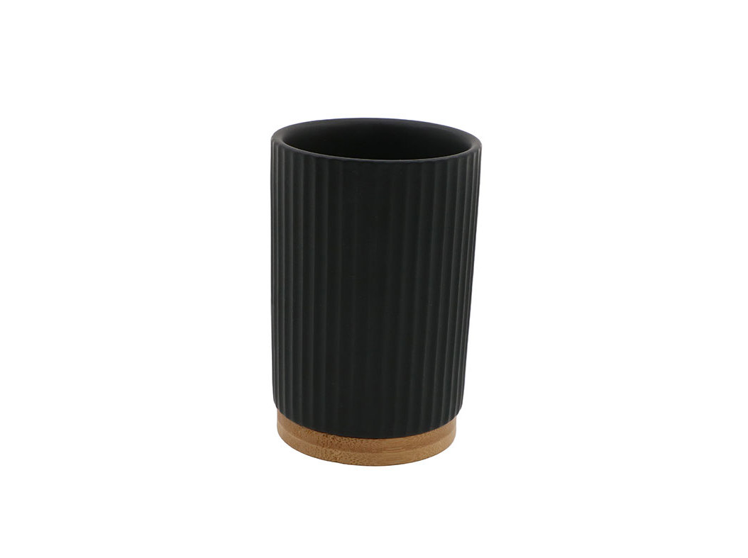 COPO PORTA-ESCOVAS GRÉS ACTUEL PRETO BASE BAMBOO