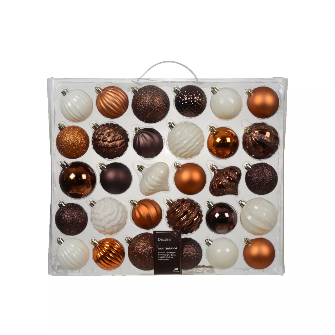 Kit de décoration de sapin de Noël Agéna Expresso, citrouille et blanc laine