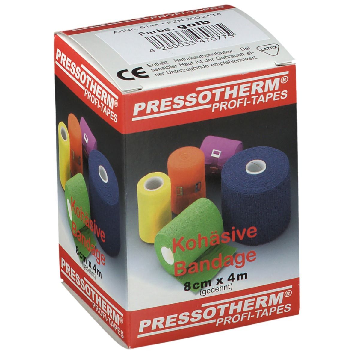 Pressotherm® Kohäsive Bandagen 8 cm x 4 m gelb