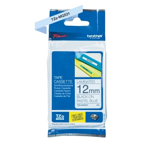 Brother P-Touch Band TZe-MQ531, 12 mm, schwarz auf pastell blau
