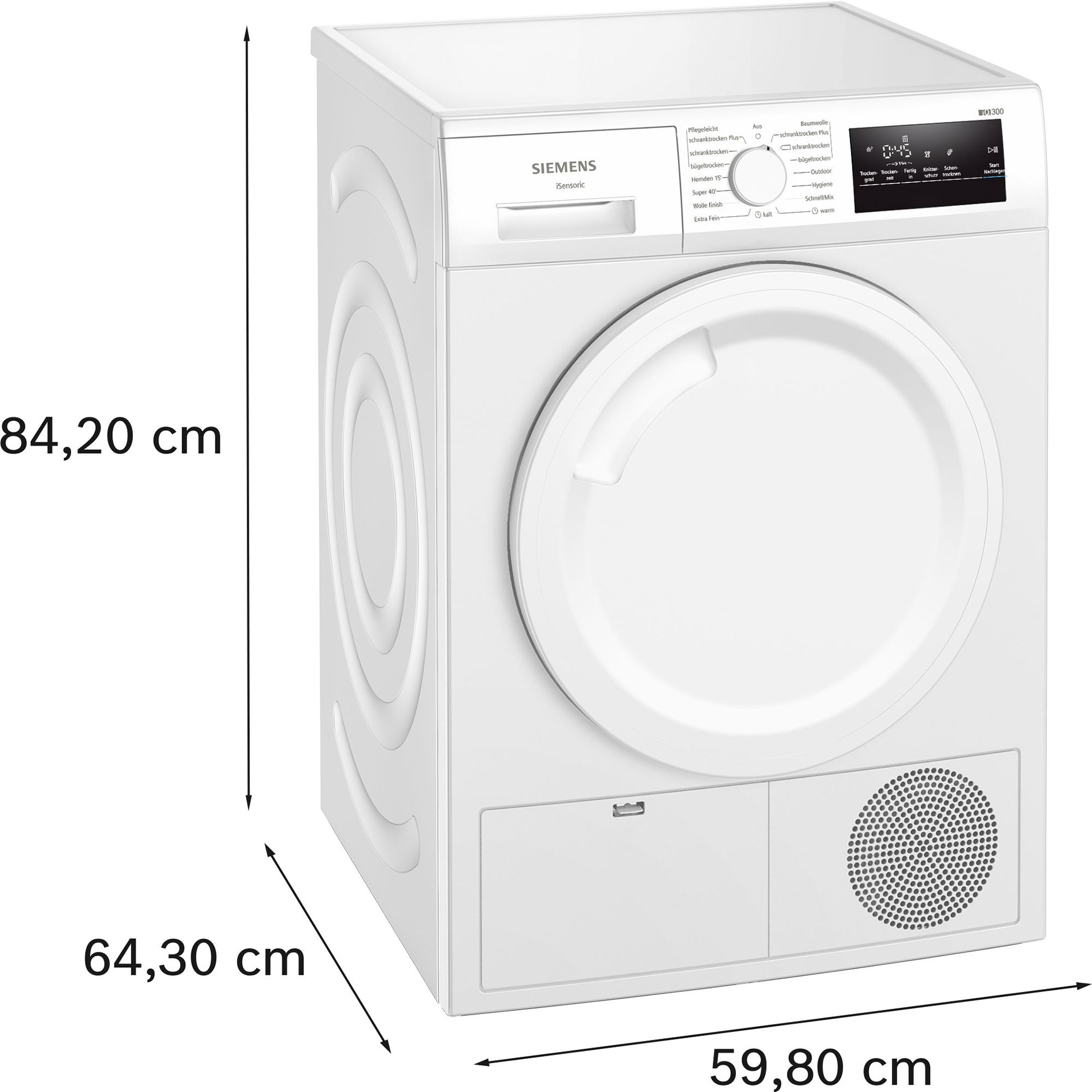 SIEMENS Kondenstrockner WT43N203 - weiß - 8 kg - B