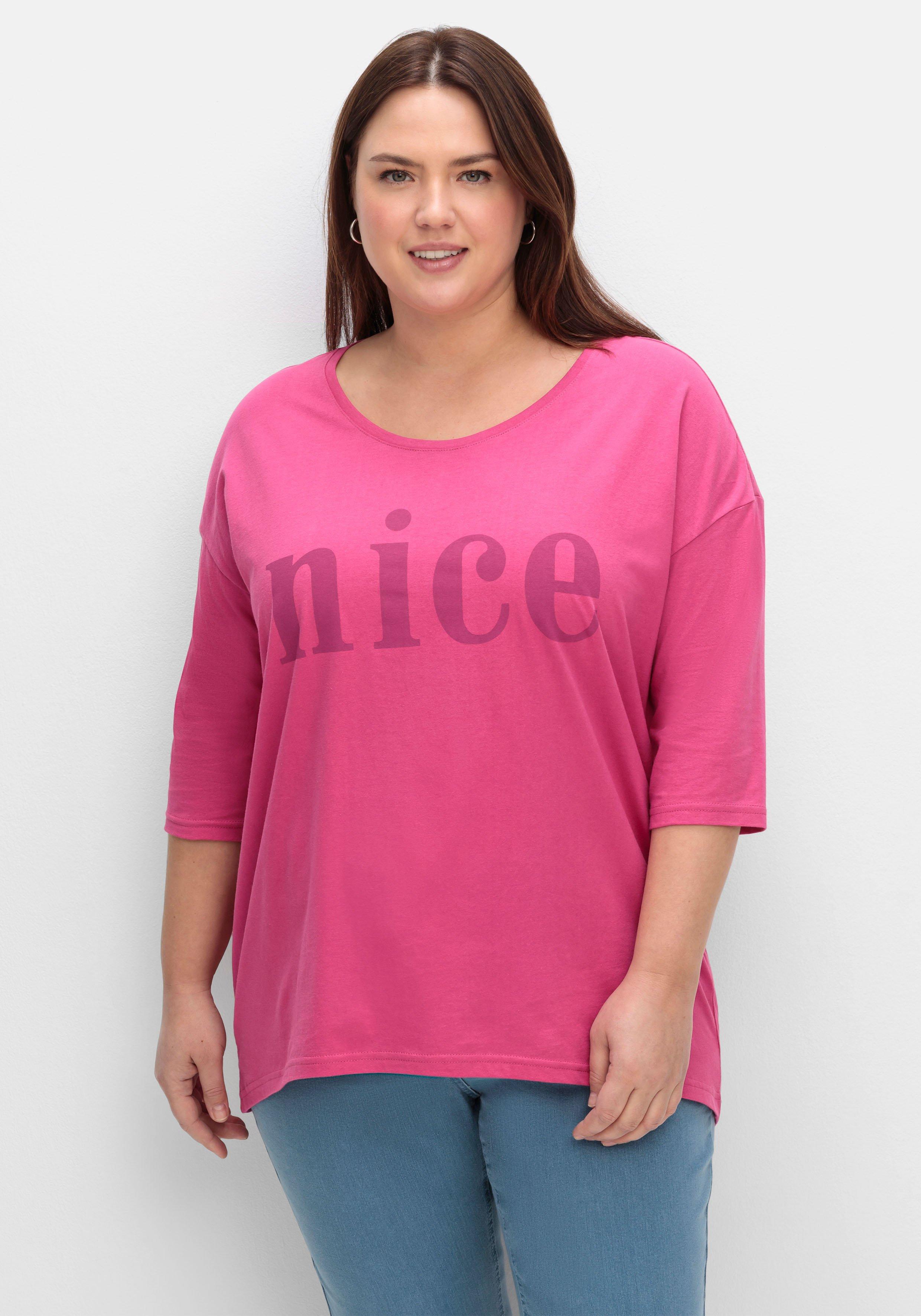 3/4-Arm-Shirt mit Wordingprint, leicht oversized