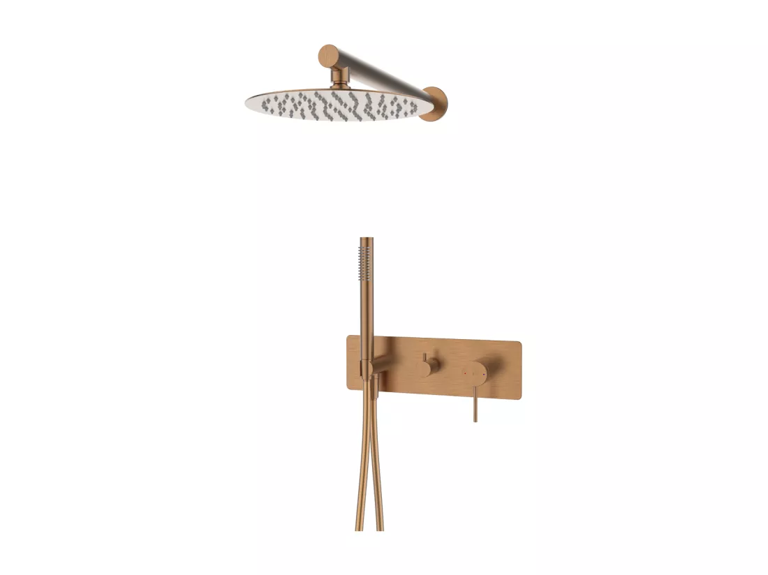 Envol colonne de douche encastrée mécanique cuivre brossé - Essebagno