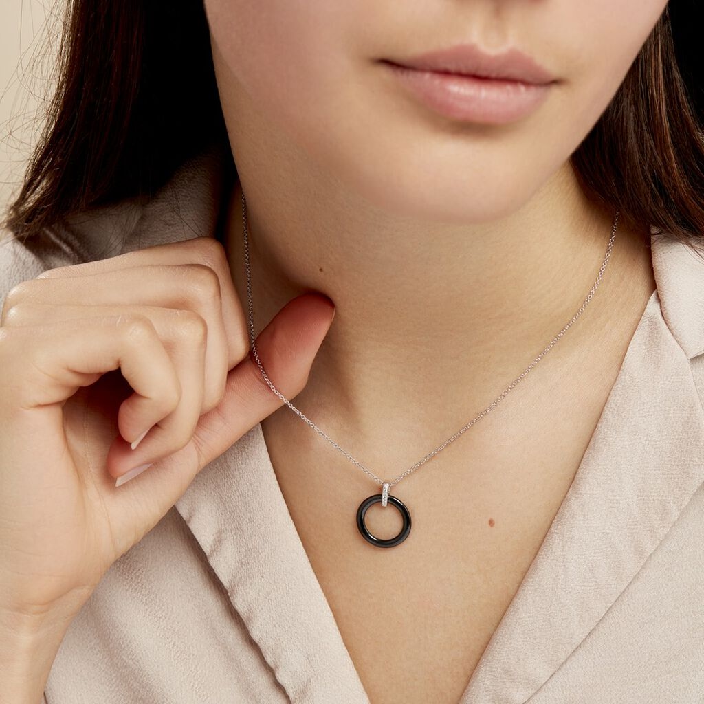 Collier Natacha Cera Argent Blanc Céramique Et Oxyde De Zirconium