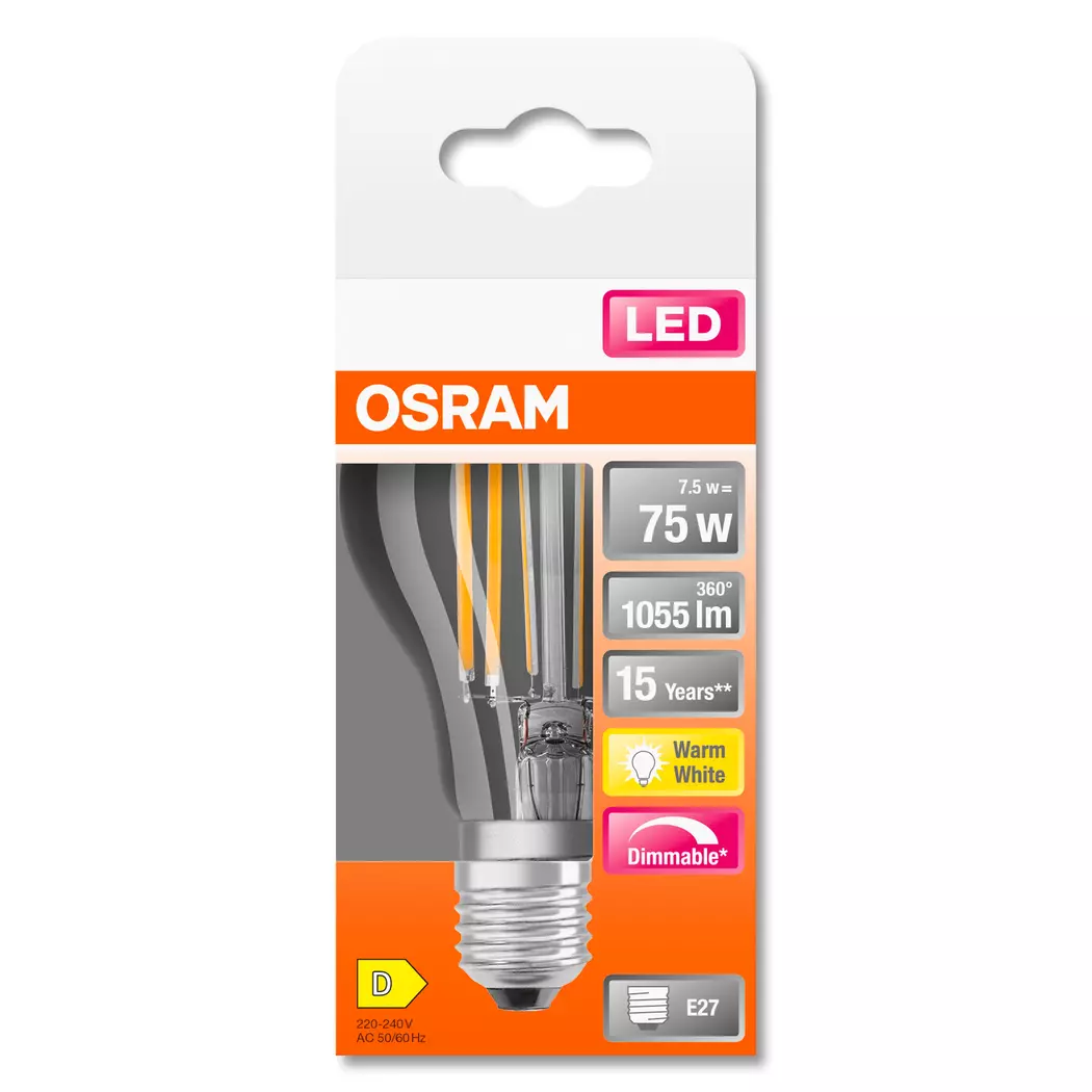 LED-Birne E27/7,5 Watt/Energie D