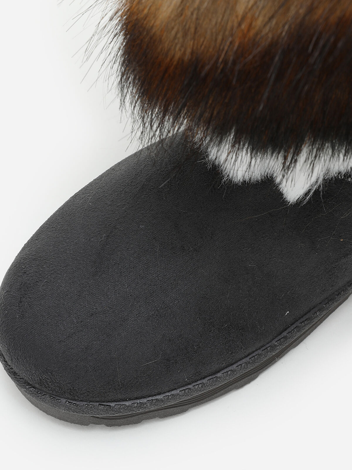 Bottines avec tige effet fourré- Gris