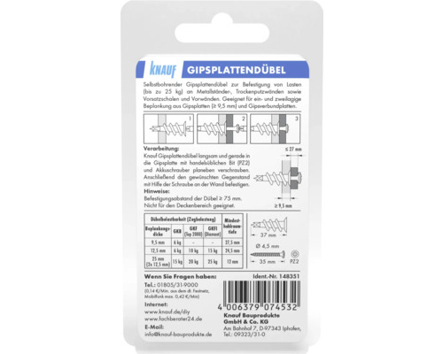 Knauf gipsplaat metalen ankers, verpakking van 10