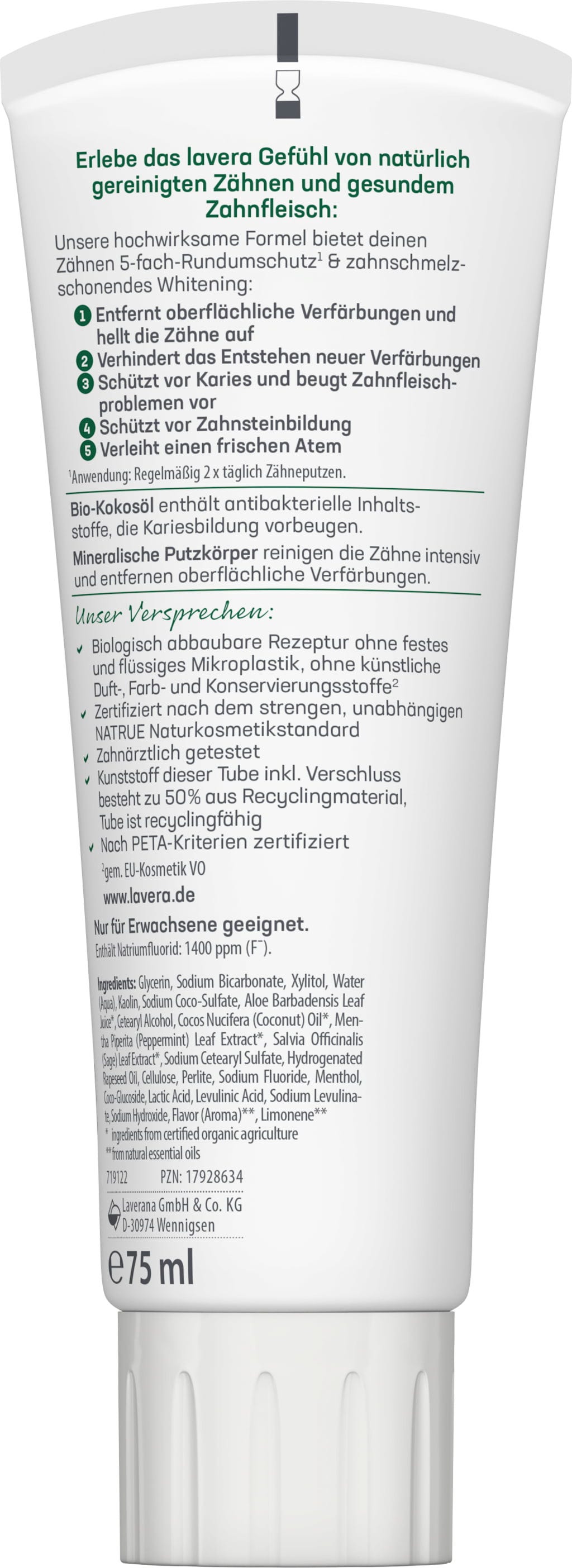 lavera  Zahncreme Sensitive Whitening, 75 ml