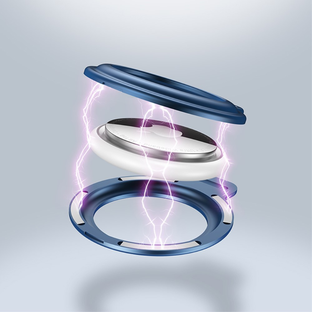 Apple AirTag Magnetische Alu Anhänger Hülle Schlüsselanhänger mit Karabinerhaken (Magnet-Technologie) - Rot