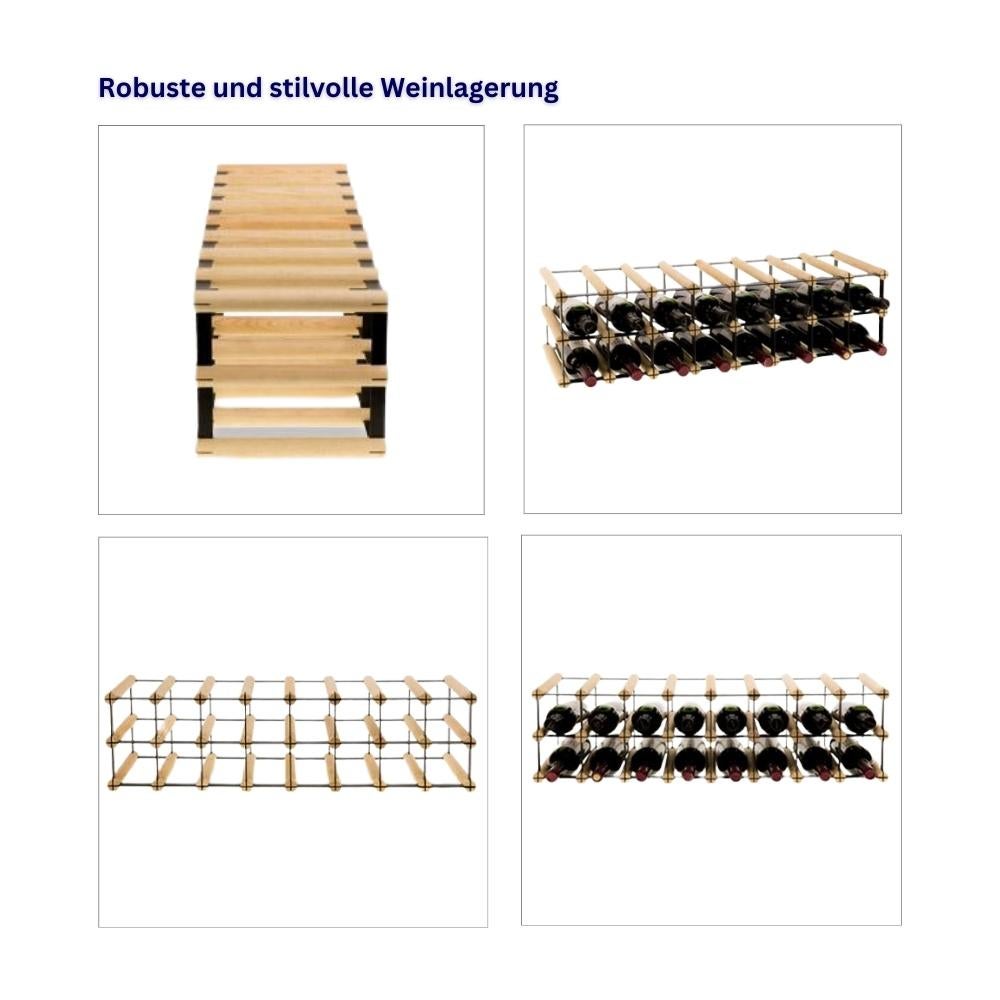 PROREGAL Modulair Wijnrek Vinotega Mod Metaal HxBxD 22,5 x 82,5 x 24,5 cm 8 x 2 Flessen Massief grenenhout Bruin Geolied