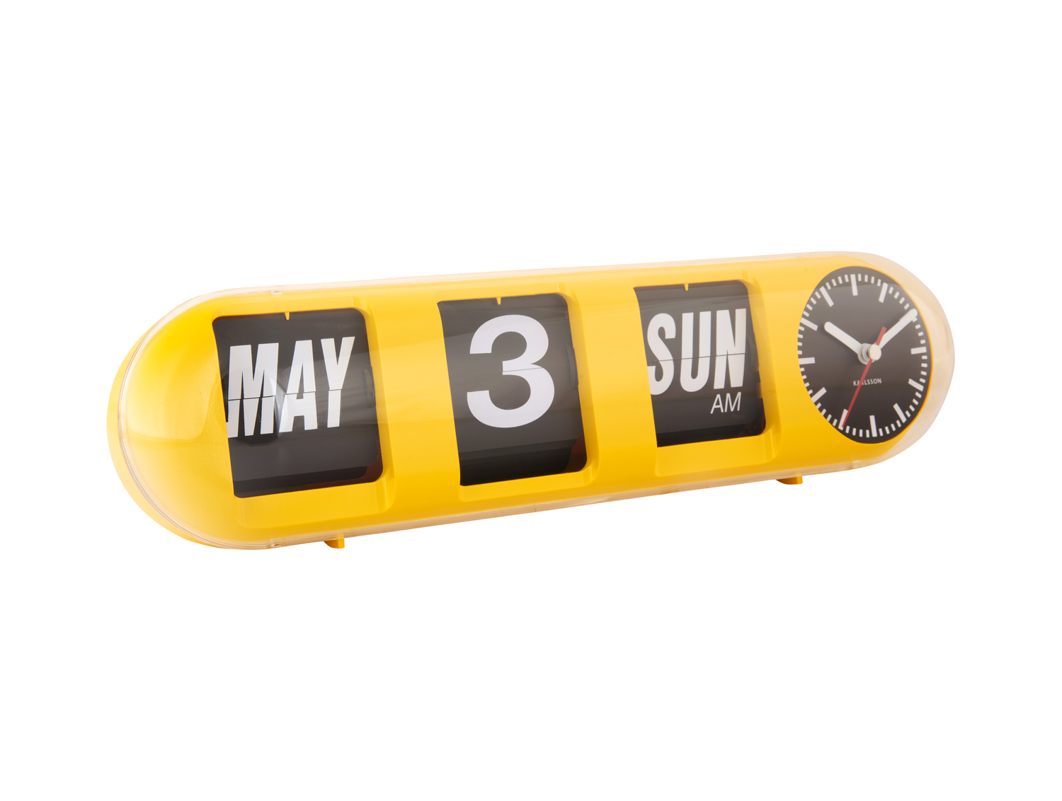 Wandklok Tube Flip - Heldergeel
