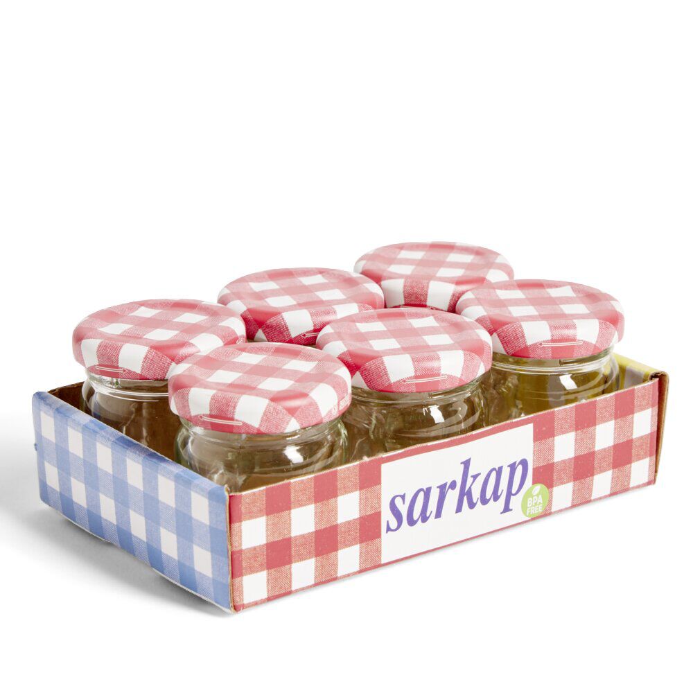Lot de 6 pots à confiture acier et verre Ø4,5xH4,6cm
