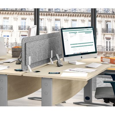 Écran de séparation acoustique pour bureau (sans support de fixation) - L80 x H43 cm - gris chiné