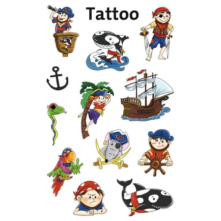 Avery Zweckform Z-Design 56683 Kinder Tattoos, Piraten, 12 Aufkleber