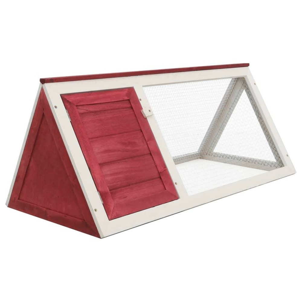 Clapier lapin petits animaux 98 x 50 x 41 cm bois rouge et blanc