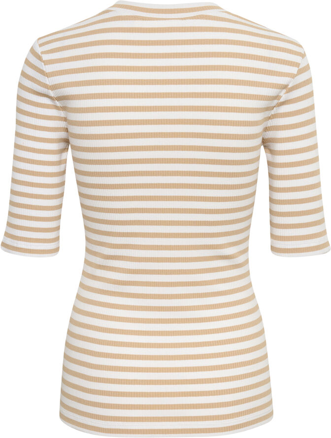 InWear DagnaIW Striped V T-Shirt Alabaster/pure white stripe