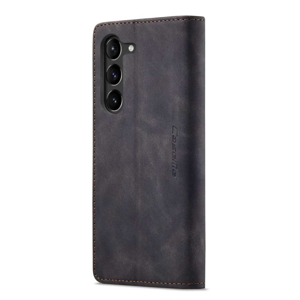 Samsung Galaxy S23 5G Leder Tasche Flip Wallet Etui mit Kartenfächern - Schwarz