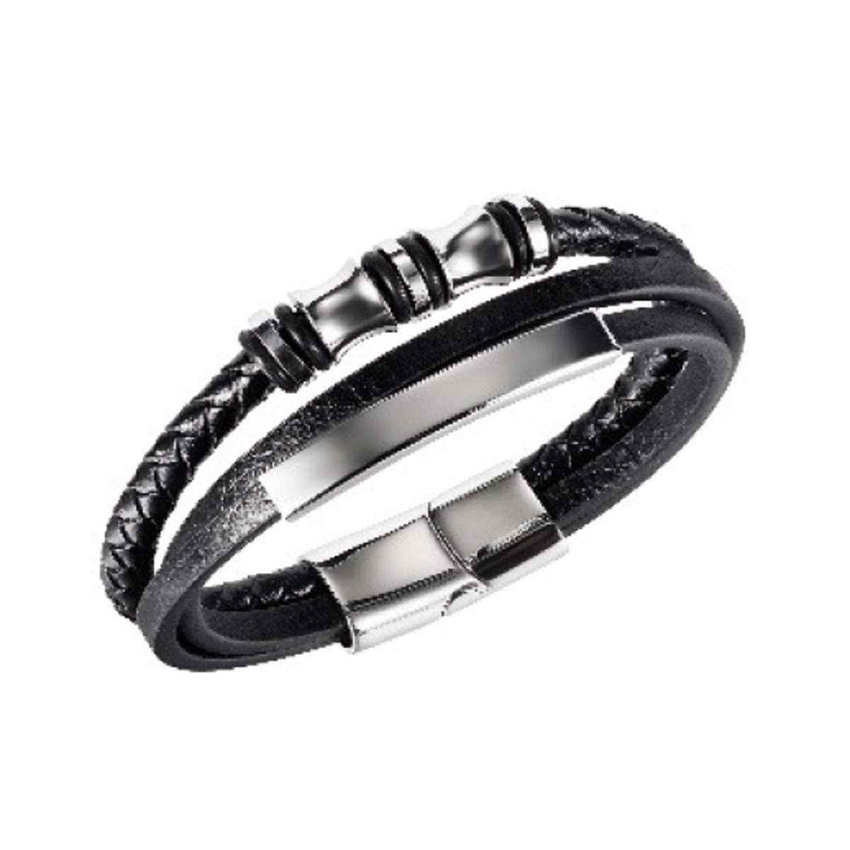 Bracelet Triple rangs avec insert et plaque acier MATHIEU