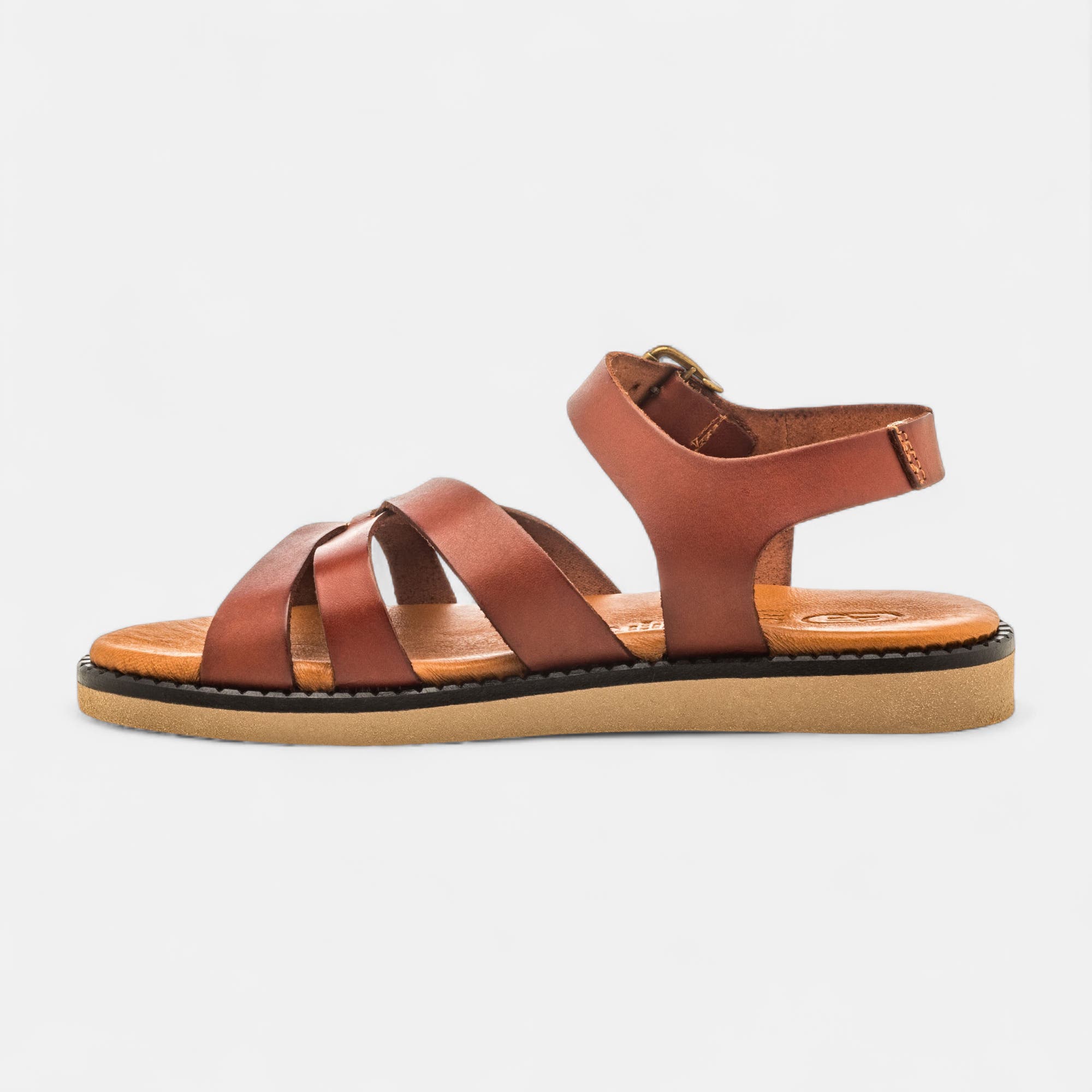 Nu-pieds Femme en cuir cognac