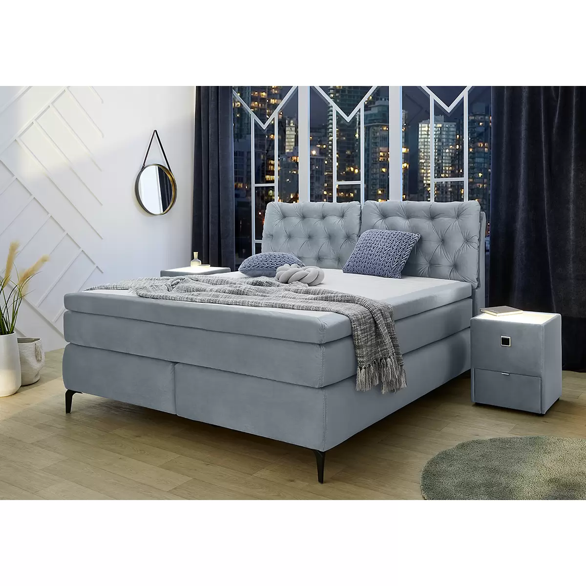 Boxspringbett Charlie 180x200 Hellblau