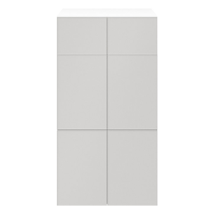 Armoire blanche 6 portes grises claires mates GoodHome Atomia H. 187,5 x L. 100 x P. 47 cm