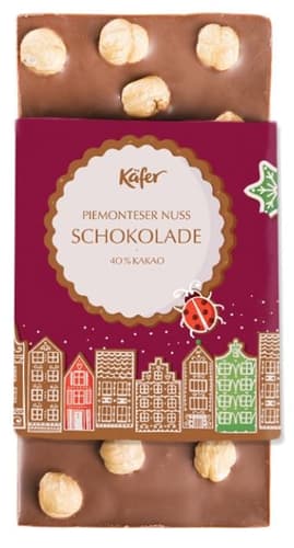 Käfer Vollmilch Weihnachtsschokolade mit Piemonteser Haselnuss