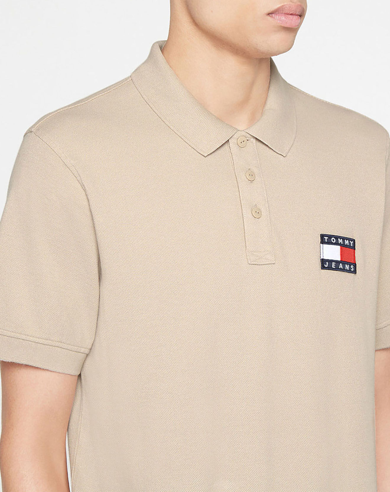 Tommy Jeans Polo 100% Coton Bio regular fit badge beige