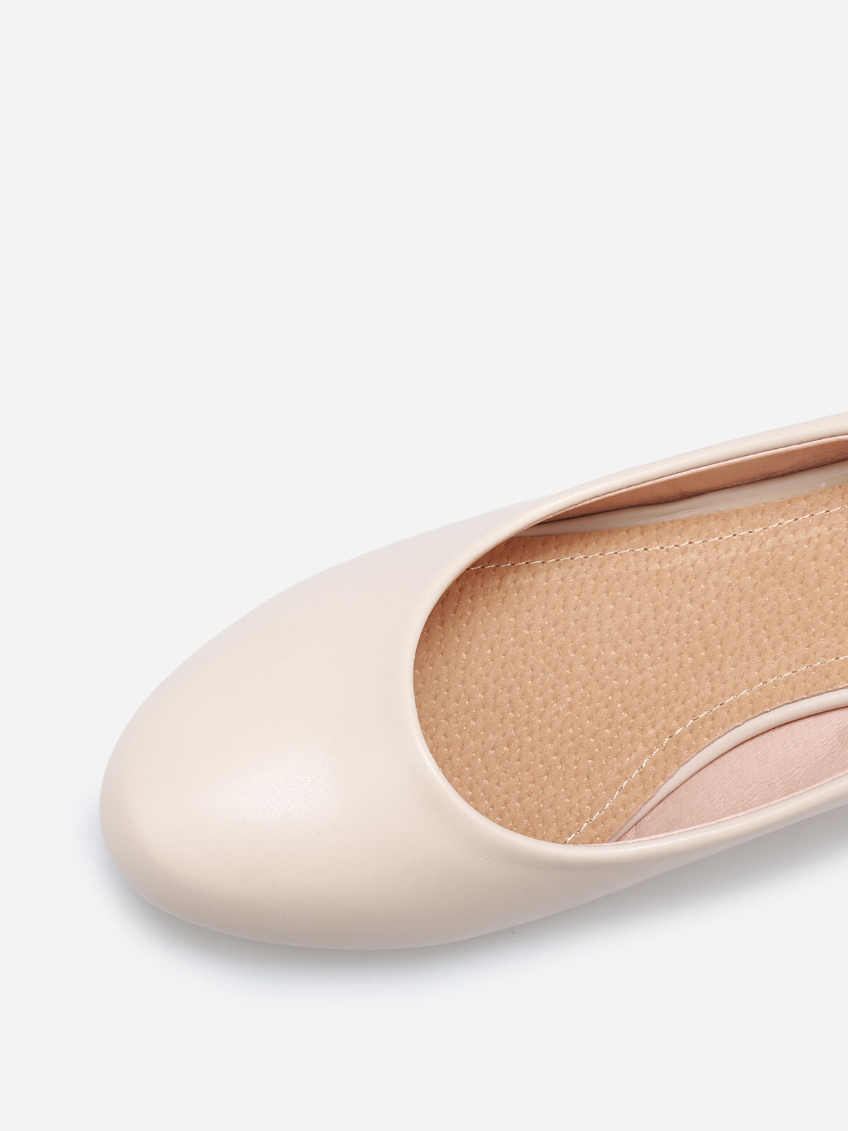 Ballerines compensées à bout rond grandes tailles- Beige