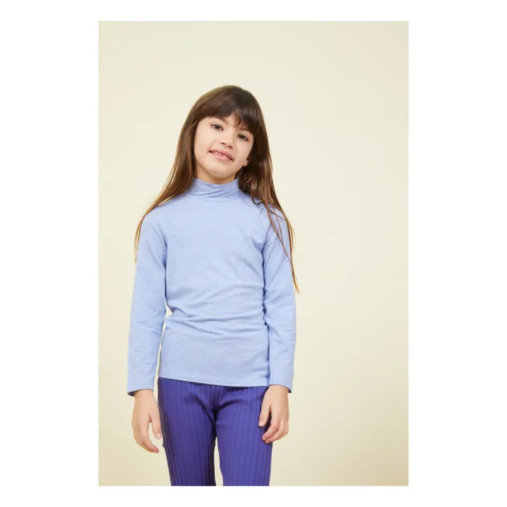 SMALLABLE BASICS Col Roulé Fille Manches Longues Jersey Laine | Bleu ciel