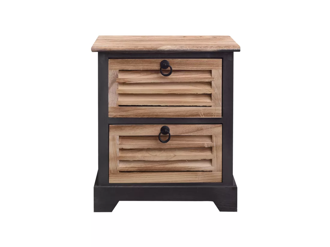 Table De Chevet 2 Tiroirs Bois Marron Classique 45x40x27